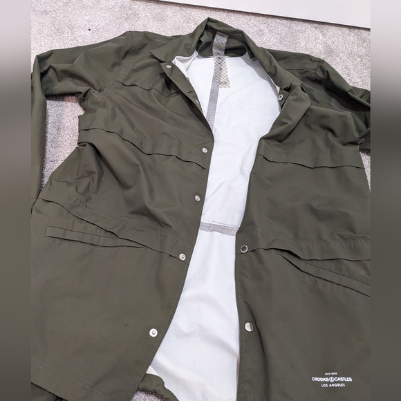 CROOKS & CASTLES Olive Green trench coat / rain coat - Picture 10 of 16